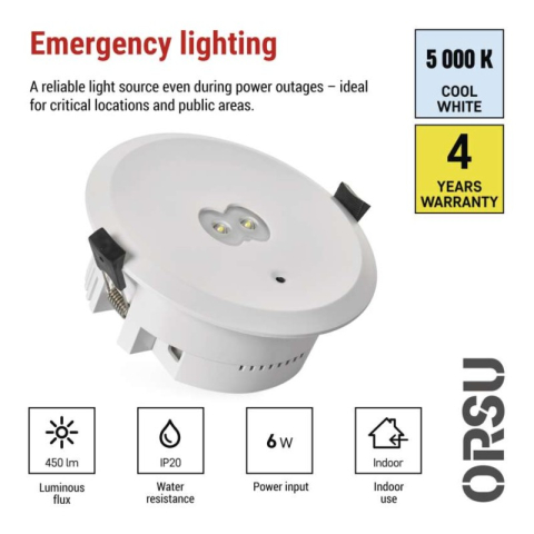 Emergency downlight ORSU 6W 450lm 3h [1]