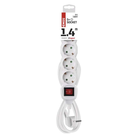 Extension Cord 1,4 m / 5 sockets / white / PVC / 1 mm2 [2]