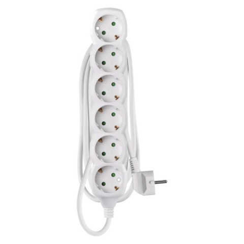 Emos - Extension Cord 1,4 m / 6 sockets / white / PVC / 1 mm2