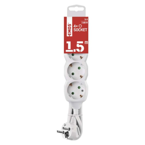 Extension Cord 1.5 m / 3 sockets / white / PVC / 1.5 mm2 [2]