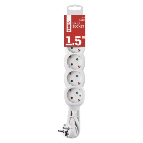 Extension Cord 1.5 m / 5 sockets / white / PVC / 1.5 mm2 [2]