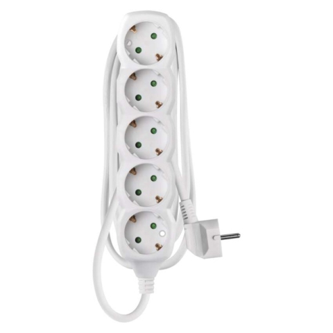 Power supply extension cords and sockets - Extension Cord 1.5 m / 5 sockets / white / PVC / 1 mm2