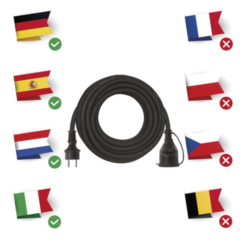 Extension Cord 10 m / 1 socket / black / rubber-neoprene / 250 V / 2.5 mm2 [2]