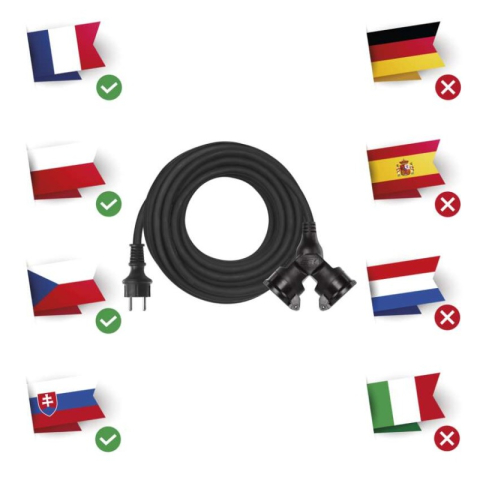 Extension Cord 15 m / 2 sockets / black / rubber / 230 V / 1.5 mm2 [2]