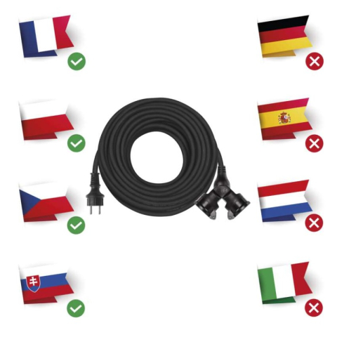 Extension Cord 20 m / 2 sockets / black / rubber / 230 V / 1.5 mm2 [2]