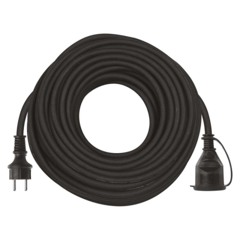 Extension Cord 30 m / 1 socket / black / rubber-neoprene / 250 V / 1.5 mm2 [1]
