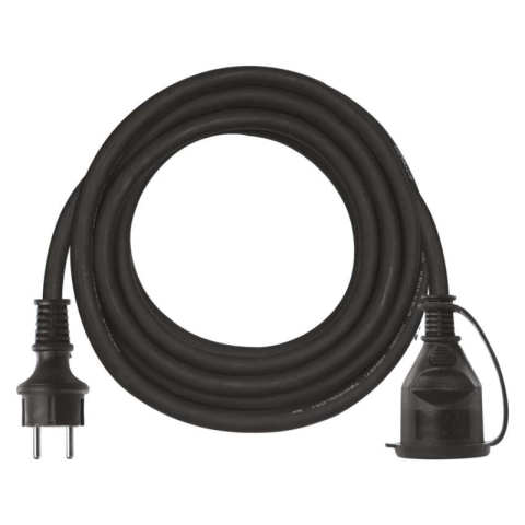 Extension Cord 5 m / 1 socket / black / rubber-neoprene / 250 V / 1.5 mm2 [1]