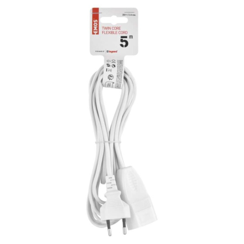 Extension Cord 5 m / 1 socket / white / PVC / 0,75 mm2 [2]
