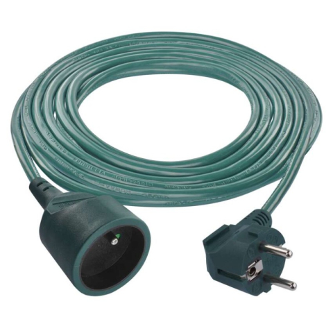 Power supply extension cords and sockets FRENCH - Extension Cord 5 m / 1 sockets / green / PVC / 1 mm2