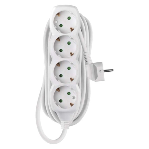 Extension Cord 5 m / 4 sockets / white / PVC / 1.5 mm2 [1]