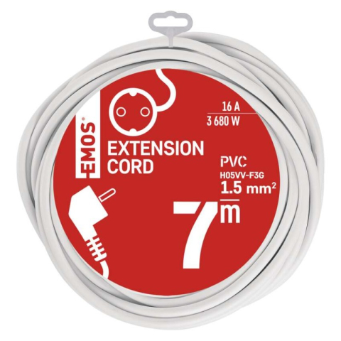 Extension Cord 7 m / 1 sockets / white / PVC / 1,5 mm2 [2]