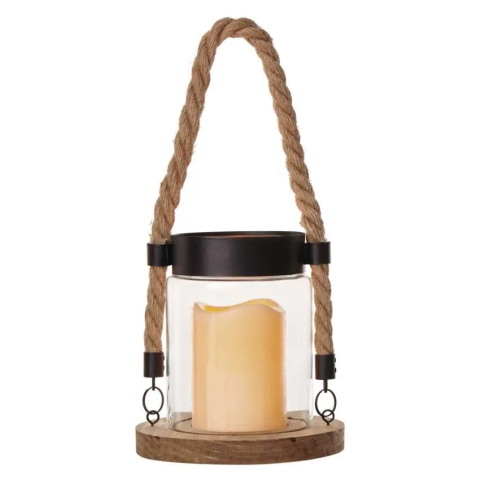 Iluminat festiv - FELINAR DECORATIV LEMN + STICLA