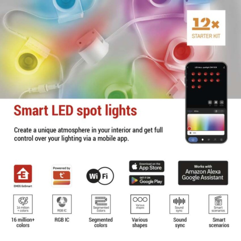 GoSmart LED spotlight - 255 cm chain, 12 parts, 7 W, RGBIC+CCT, dimmable, WiFi [2]