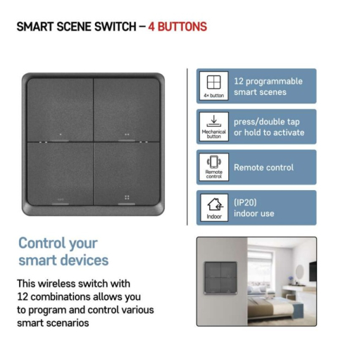 GoSmart Portable Scene Controller IP-2004ZB, ZigBee 3.0, 4-button [1]