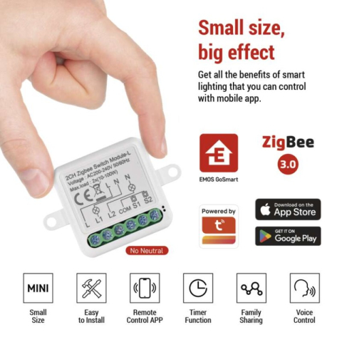 GoSmart switch module IP-2104SZ, ZigBee, 2-channel (does not require N wire) [2]