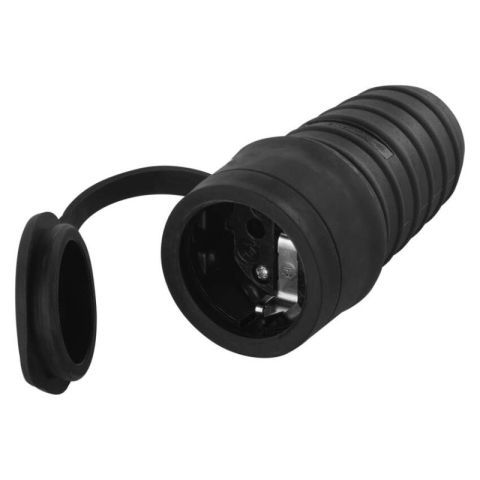 Plugs, sockets - IP44 Rubber Socket SCHUKO black