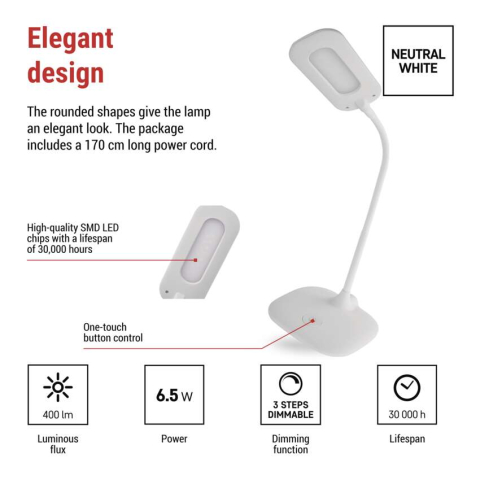 LAMPA DE BIROU STELLA ALB [4]