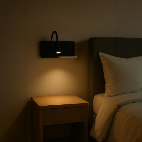 LAMPA DE NOAPTE CU RAFT SHELF NEGRU [1]
