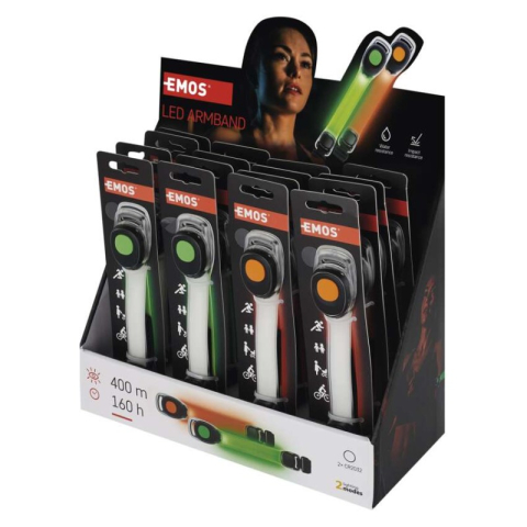 LED Working flashlights - LED Armband, 10 lm, 2× CR2032, 16 pcs, , display box