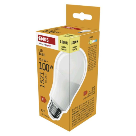 Emos - LED Bulb Basic A60 / E27 / 15,3W (100 W) / 1521 lm / Warm white