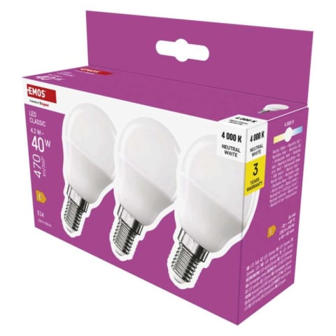 Emos - LED Bulb Classic Mini Globe / E14 / 4.2 W (40 W) / 470 lm / Neutral White