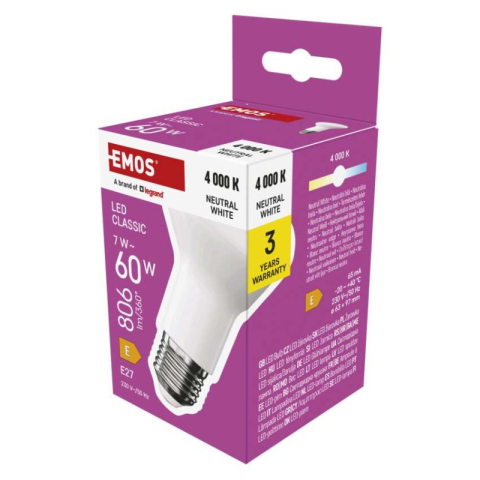 Emos - LED Bulb Classic R63 / E27 / 7 W (60 W) / 806 lm / Neutral White
