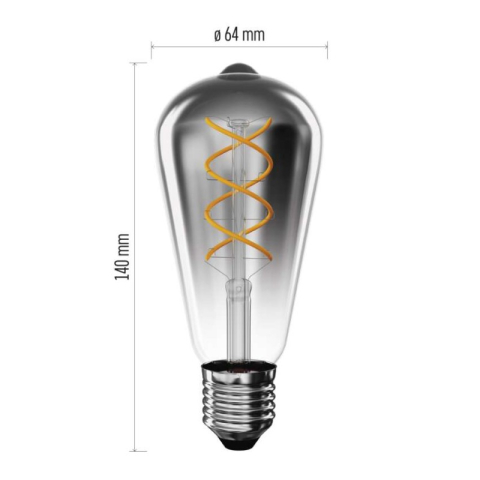 LED Bulb DECO SMOKED ST64 / E27 / 4,5 W (19 W) / 180 lm / flame [1]