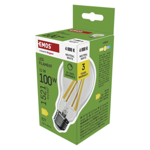 LED Bulb Filament A60/ E27 / 11 W (100 W) / 1 521 lm / neutral white / dimmable [1]
