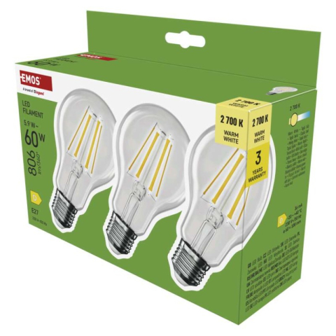 Emos - LED Bulb Filament A60 / E27 / 5,9 W (60 W) / 806 lm / Warm white