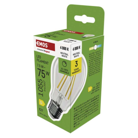 LED Bulb Filament A60/ E27 / 7,5 W (7,5 W) / 1 055 lm / neutral white / dimmable [1]