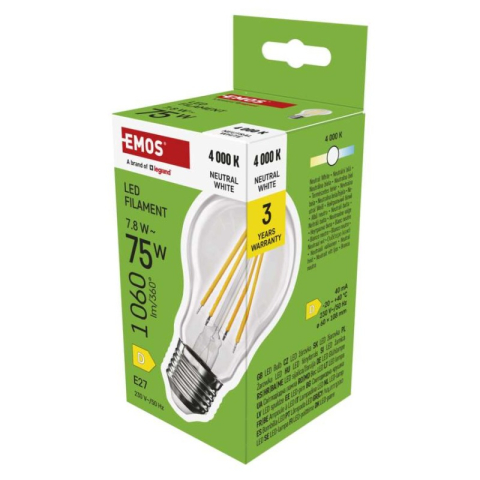 LED bulbs - LED Bulb Filament A60 / E27 / 7.8 W (75 W) / 1060 lm / Neutral White