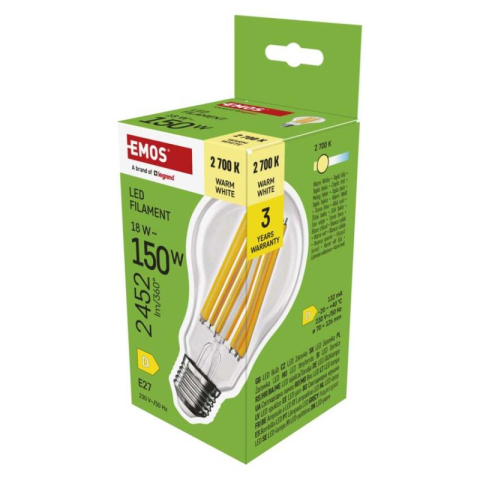 LED bulbs - LED Bulb Filament A70 / E27 / 18 W (150 W) / 2452 lm / Warm white