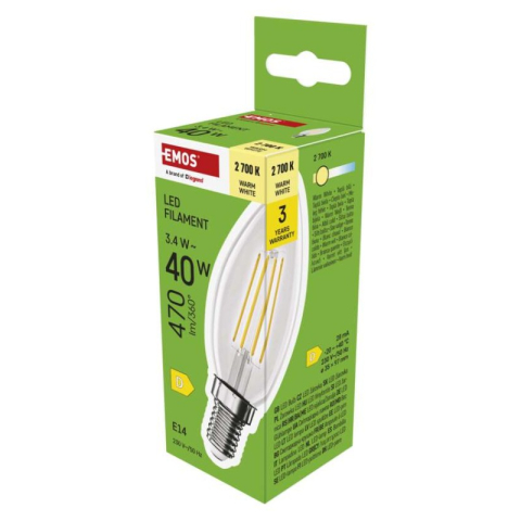 LED bulbs - LED Bulb Filament Candle / E14 / 3.4 W (40 W) / 470 lm / Warm white