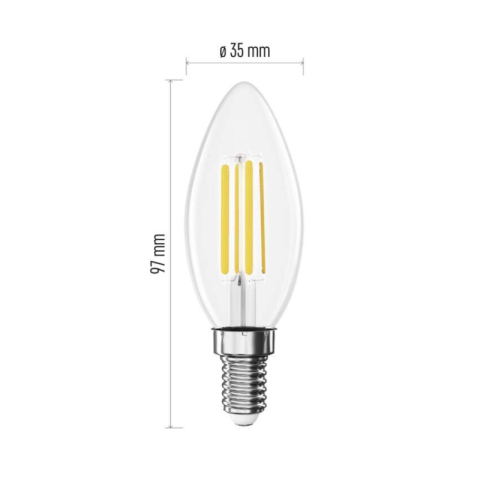 LED Bulb Filament Candle / E14 / 5.9 W (60 W) / 806 lm / Warm white [1]