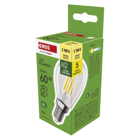 LED Bulb Filament Mini Globe A CLASS/ E14 / 3,8 W (60 W) / 806 lm / warm white [1]