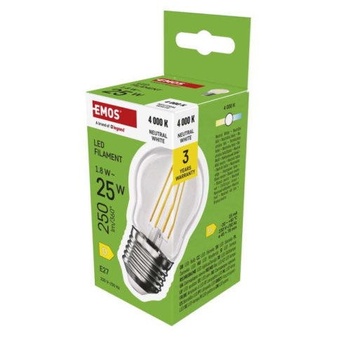 Emos - LED Bulb Filament Mini Globe / E27 / 1.8 W (25 W) / 250 lm / Neutral White