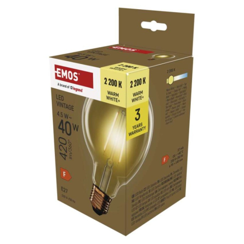 Emos - LED Bulb Vintage G95 / E27 / 4.5 W (40 W) / 420 lm / Warm white