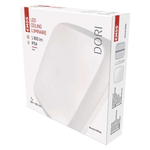 Luminaires - LED Ceiling lamp DORI, square 18W neutral white IP54