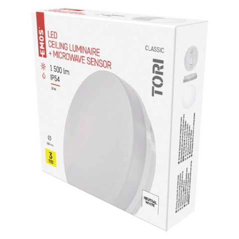 Luminaires - LED Ceiling lamp Tori, round 15W neutral white + mot. sensor