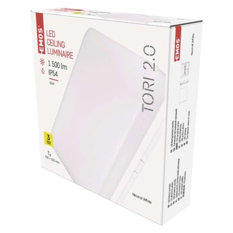 Luminaires - LED Ceiling lamp TORI, square 15W neutral white IP54