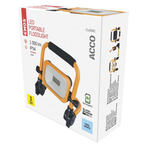 Floodlights - LED Floodlight ACCO portable rechargeable, 10W, yellow, cool white