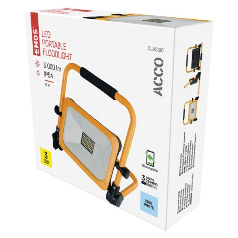 Floodlights - LED Floodlight ACCO portable rechargeable, 30W, yellow, cool white