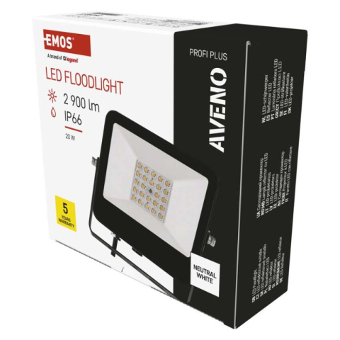Floodlights - LED Floodlight AVENO 20W black, neutral white