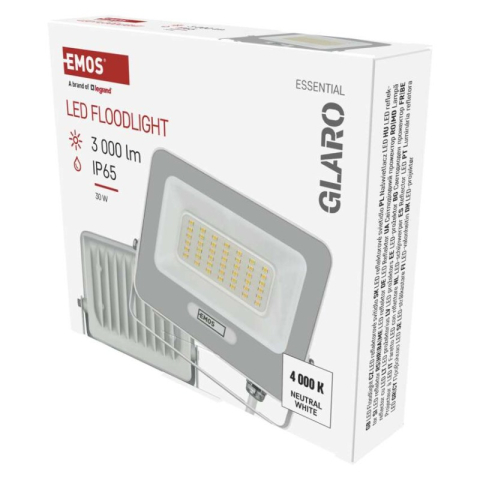 LED floodlight GLARO 30W, white, IP65, 3000 lm, neutral white [1]