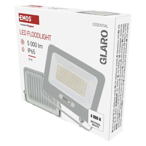 LED floodlight GLARO 50W, white, IP65, 5000 lm, neutral white [1]