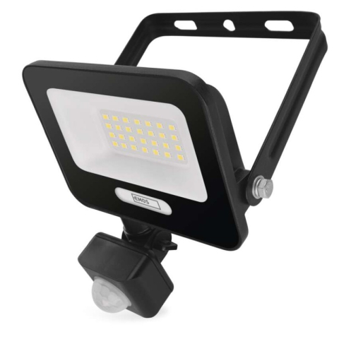 Emos - LED floodlight GLARO with motion sensor, 20 W, black, IP54, 2000 lm, neutral white
