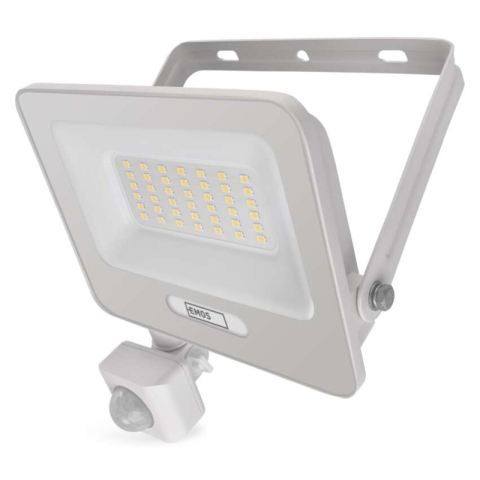 Emos - LED floodlight GLARO with motion sensor, 30 W, white, IP54, 3000 lm, neutral white