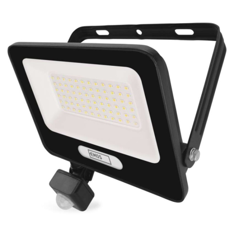Emos - LED floodlight GLARO with motion sensor, 50 W, black, IP54, 5000 lm, neutral white