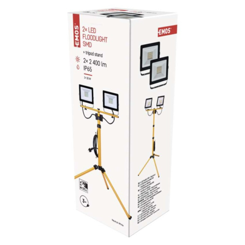 Luminaires - LED Floodlight HOBBY SLIM 2× 30W + tripod, yellow, neutral white