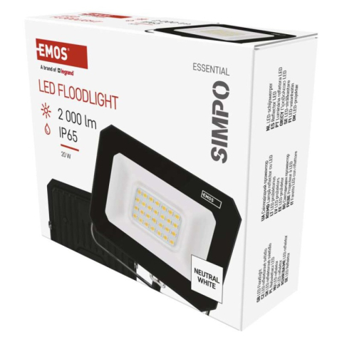 LED floodlight SIMPO 20 W, black, neutral white [1]